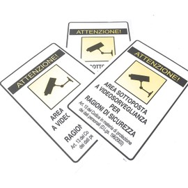 'OEM SYSTEMS Signal PVC Sign of Albenga "Area Sottoposta A VIDEOSORVEGLIANZA – with Video Surveillance Pack of 3)