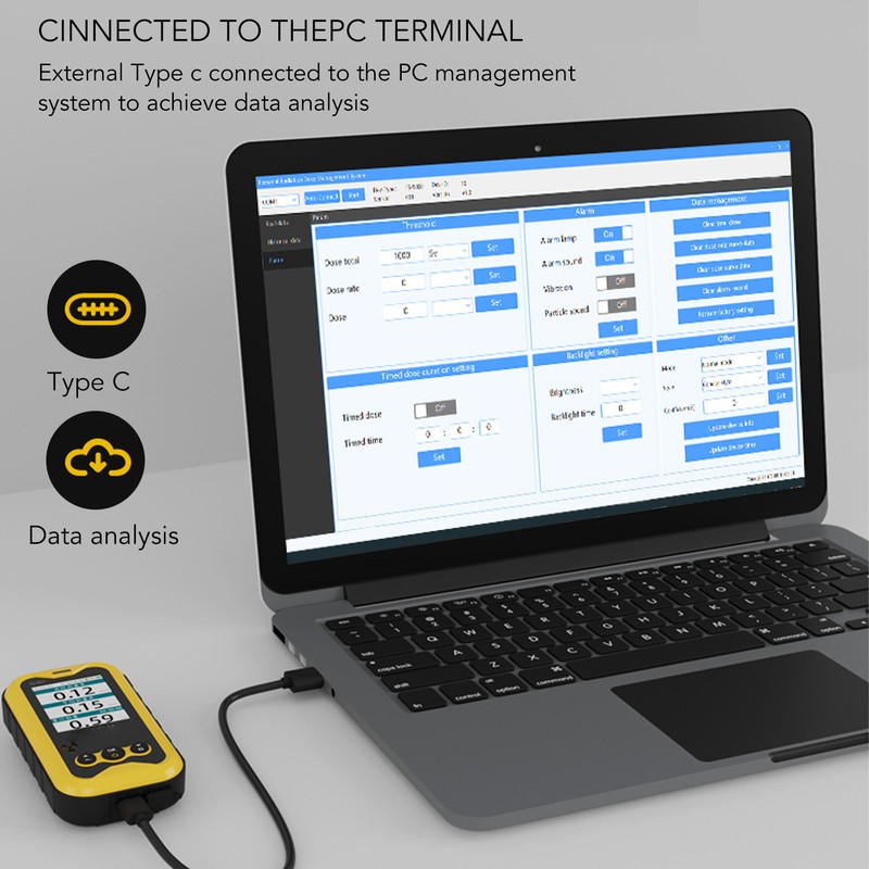 Portable Radiation Monitor 0.01μSv/h‑50msv/h 1800mAh 2.4 in TFT LCD Screen