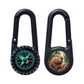 Azeeda 'Busy Beaver' Compass Keyring (KC00035997)