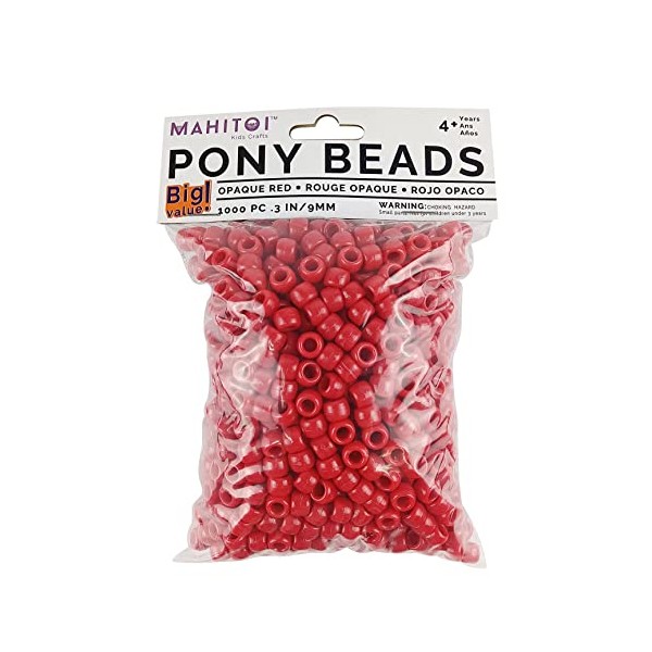 MAHITOI 1000-PC Opaque Red Pony Beads Bag, Great Craft Projects