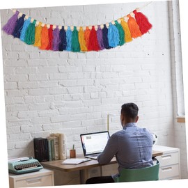 GRIRIW Handcrafted Macrame Wall Hanging Colorful Wooden Beads and Tassels Boho Home Decor 1 Piece Suitable for Living Room and Bedroom Decoration