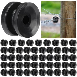 Pangda 50 Pcs Circular Ring Corner Post Electric Fence Insulators Donut Corner Polyrope Insulators for Electric Fence Wire, Black