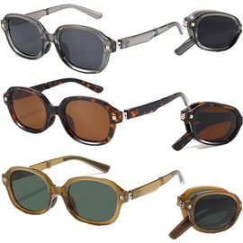 Gafas de Sol Retro 3 Unidades, Lentes de Sol para Mujeres y Hombres, Gafas Polarizadas Plegables UV Protection, Medio Marco para Conducir y Deportes al Aire Libre