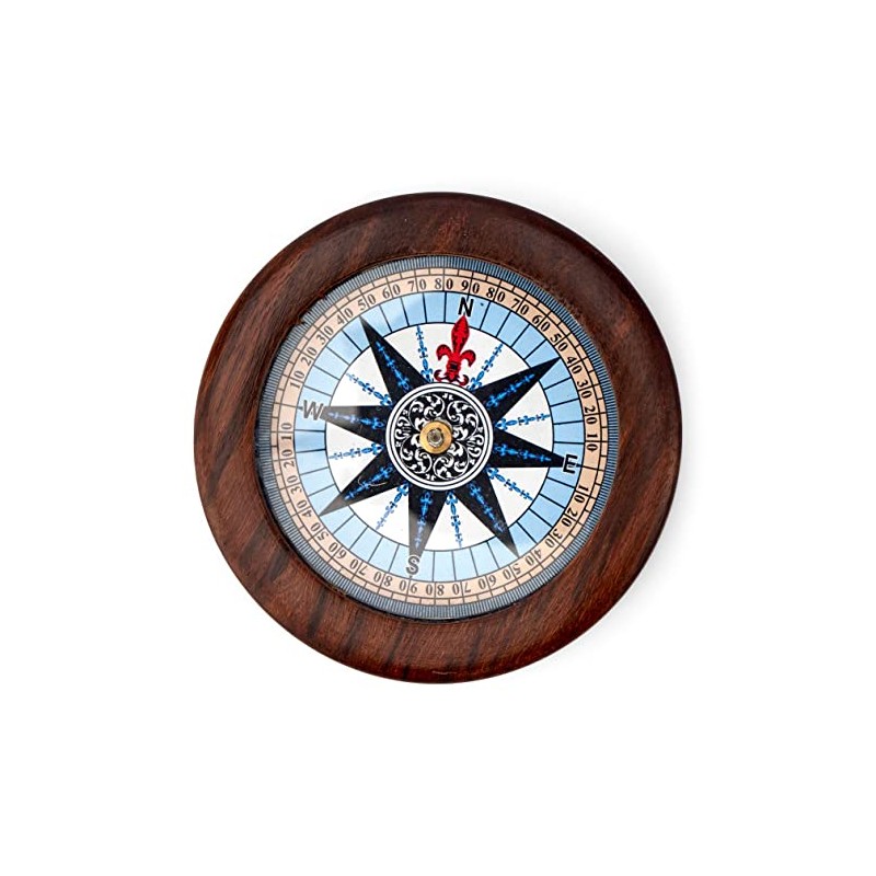 NKlaus Maritime 11667 Compass 8.5 cm Natural Wood with Glass