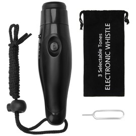 3 Tone Electronic Whistle for Referee, Black Loud Hand Whistle with Lanyard for Coaches Sports Teachers Hand Whistle for Football, Self Defense Emergency Whistle