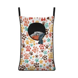 COEQINE Cute Dog Paw Print Over The Door Hanging Laundry Bag With Zipper for Hanging Door Laundry Storage Bag Space Saving
