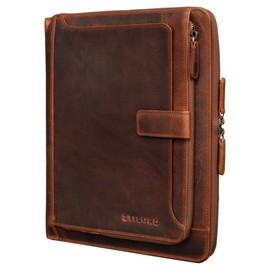STILORD 'Colby' Conference Folder A4 with Ring Binder Leather Briefcase Manager Folder Business Leather Folder 100% Genuine Leather, Kara - Cognac, briefcase