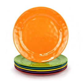 KX-WARE Melamine Plates set -10inch 6pcs 100% Melamine Dinner Plates for Everyday Use, Break-resistant and Lightweight, MultiColor
