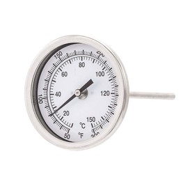 PIC Gauges B3B6-MM SS Case Bimetal Thermometer, 316 SS Stem, Back Angle Connection, 3" Dial, 6" Stem Length, 50/300° F & 10/149° C Temperature Range