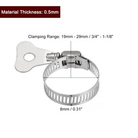 uxcell Worm Gear Hose Clamp, 15pcs 3/4" - 1 1/8" Key Type Adjustable Stainless Steel Hose Clamps for Securing Hose, Pipe, Plumbing, Tube and Fuel Line