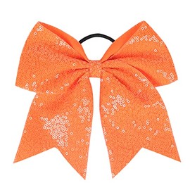 Orange Sequin Bow Hair Clips for Girls Large Red Cheer Hair Bows Glitter Red Hair Bow(D/D1-Type F)