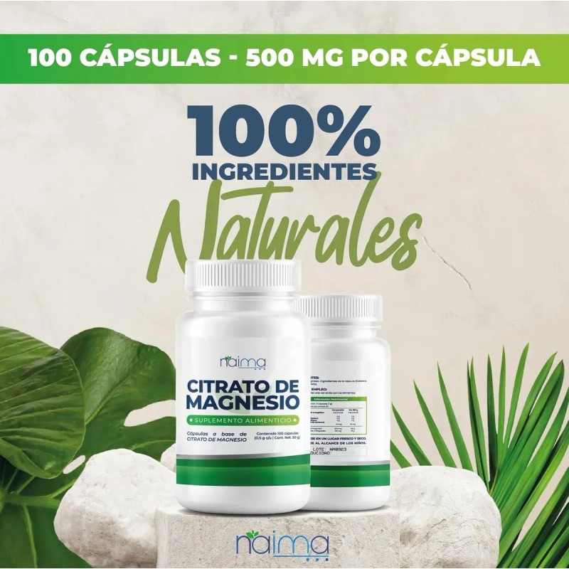 Citrato Magnesio 500mg Naima 60caps Puro Alta Absorción
