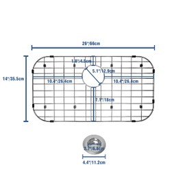 Kitchen Sink Grid 26" x 14", LOCVCDA Sink Protectors for Kitchen Sink with Rear Drain, Sink Bottom Grid, Stainless Steel Sink Protector, Sink Grate for Bottom of Kitchen Sink (26" x 14" - Rear Drain)