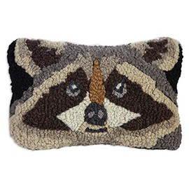 Chandler 4 Corners Artist-Designed Raccoon Hand-Hooked Wool Decorative Throw Pillow - Wildlife Pillow for Couches & Beds - Easy Care & Low Maintenance - Nature & Wilderness Pillow