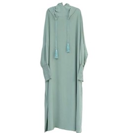 Abaya Muslim Dress Abaya Batwing Sleeve Prayer Clothes Middle East Kaftan Dubai Islamic Dress Solid Casual Loose Fit Arabian Outfit Ramadan Long Dresses (Small (Size 1), Mint Green), Mint Green