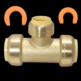 XFITTING 2 Pcs XFITTING Push Fit 1" x 1" x 3/4" Push Fit Reducing Tee with 2 Clips