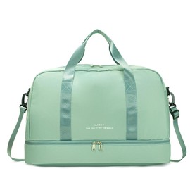 Light Gym Bag with Shoe Compartment, Large Capacity Sports Travel Duffle Bag with Wet Pocket for lady Weekender Overnight Aircraft Bag （Green）