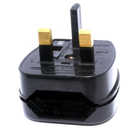 2 Pole Euro Europe EU Plug to 3 Pin UK Plug Fused Converter Mains Socket Adapter 5A - BLACK