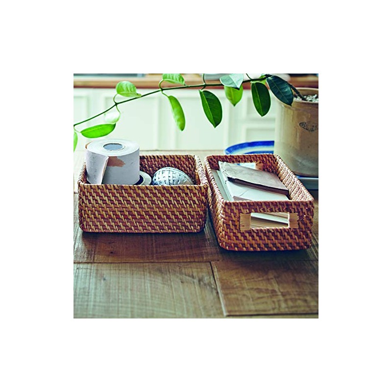 MUJI 47028454 Rattan Box with Handle, Stackable, Rattan (V) Approx.