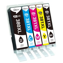 [SANCTink] Canon 381 380 XL Compatible Ink for Canon BCI-381XL BCI-380XL 5MP 5MP 5 Color Set High Capacity Compatible Models: PIXUS TS6330 TR8630 TR9530 TS7430 TR703 TS8130 8230 8330 8430 TS62 30 TS6 130 TR8530 TR7530 TS7330 TS9130 TS703 TS9531C Printer
