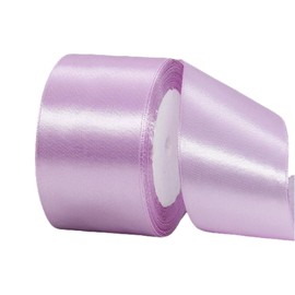 Cinta de satén de lavanda de 2 pulgadas x 25 yardas, cinta de seda de tela de color sólido para envolver regalos, lazos para el cabello, manualidades de bricolaje, coronas, ramos florales, faja de