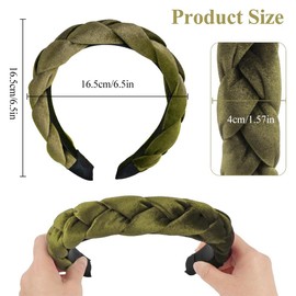 WUSJCOF Braided Headband for Dirndl Costumes, Velvet Hair Accessories for Women and Girls (Olive Green)