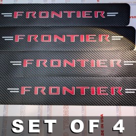 Advanced Trims 4Pcs RED Car Threshold Strip Door Plate Sill Scuff Cover Sticker NISSAN FRONTIER