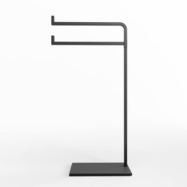 Hand Towel Holder for Bathroom Countertop - 17 Inch Tall Black Free-Standing Hand Towel Stand for Bathroom Counter - Non-Slip Base for Sink Top - Holds Two Full Size Handtowels, Fingertip, Washcloth