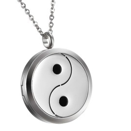 Mens Womens Hollow Yin Yang Charm Essential Aromatherapy Oil Diffuser Locket Charm Pendant with 6 Color Pads