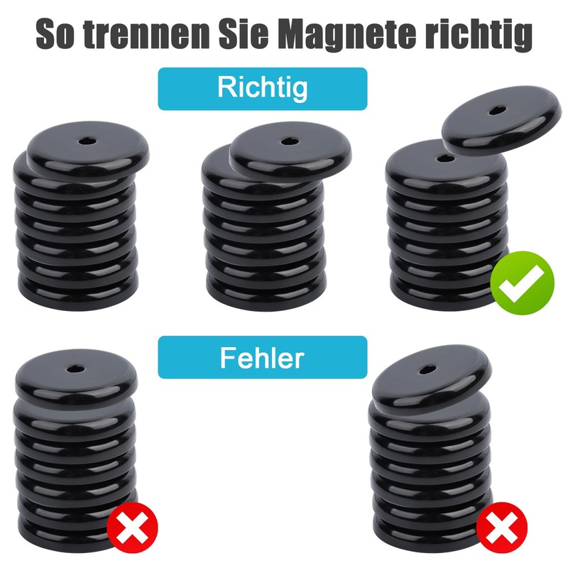 MIN CI Pack of 30 Black Magnets Strong 10 kg