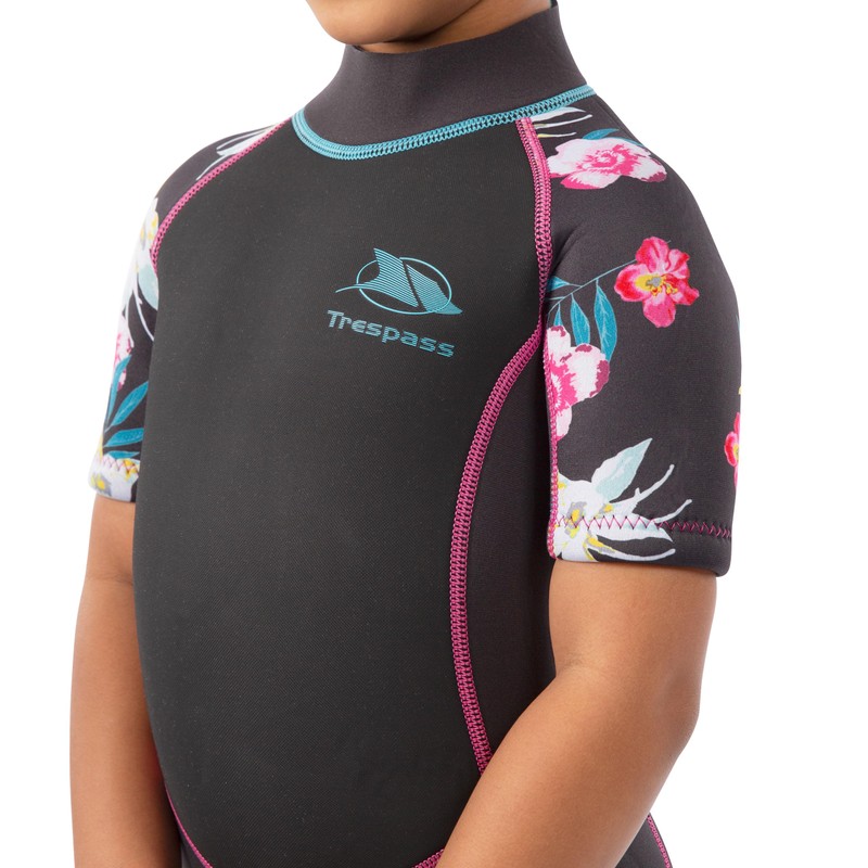 Trespass Girls Short Wetsuit Short with Back Zipper Posie Dark