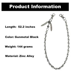 Pants Chain for Men Women - 25.2 Inch Punk Skull Belt Chain, Adjustable Zinc Alloy Jean Chain for Biker & Gothic Style, Edgy Pants Accessory