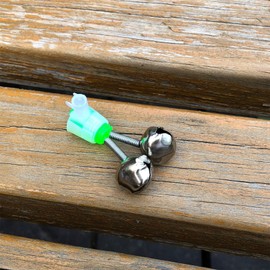 CRZQXOUR 15 PCS Silver Fishing Rod Bells Double Bell Green Galvanized Fish Bite Alarm Portable Reusable Bite Indicator for Night Fishing Bite Indicators