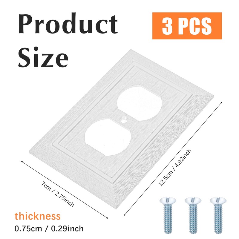 3 Pack White Outlet Cover, White Plug Covers Wall Plate,