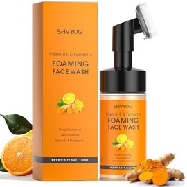 SHVYOG Gel Limpiador Facial De Cúrcuma Y Vitamina C, Limpiador Facial Espumoso De Cúrcuma Para Manchas Oscuras Y Tono Desigual De La Piel, Limpiador, 