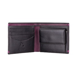 Visconti AP62 Montreux Genuine Leather Mens Bi-Fold Wallet (Black/Burgundy)