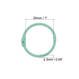 PATIKIL Loose Leaf Binder Rings 1 Inch, 10 Pack Metal Flash Card Book Binding Rings for Key Chain Index Card Scrapbooks, Mint Green
