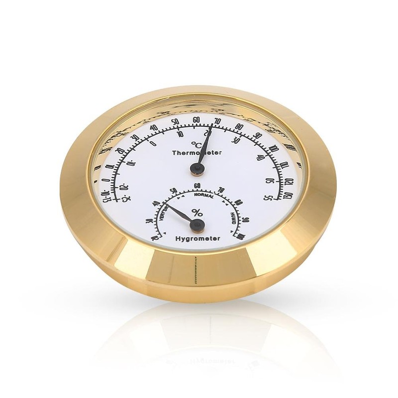 ギター バイオリン ケース温度計 湿度計 ラウンド 湿温度計 丸型 ケース部品用 ルーム アクセサリー(ゴールデン)
