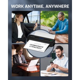 ASprink Portable Wireless Printer, Wireless Thermal Printer Support 8.5" X 11" US Letter, Bluetooth Mobile Printers for Vehicles Compatible with iOS & Android, Portable Printer for Laptop and Phone