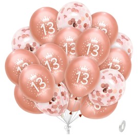 Girls 13th Birthday Balloons Rose Gold 13th Birthday Decorations for Girls Happy 13th Birthday Balloons Rose Gold 13th Birthday Party Balloons 20 Pack by Wonsta