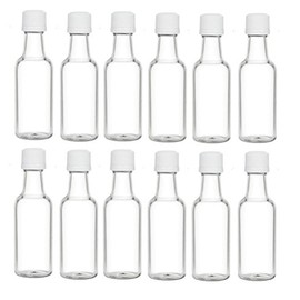 Nakpunar 12 pcs 50 ml Clear Plastic Liquor Bottles with White Cap - MADE IN USA