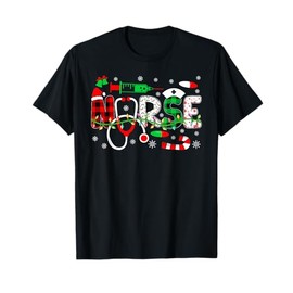 Nursing Students Nursing Nurse Merry Christmas Nurse T-Shirt, black