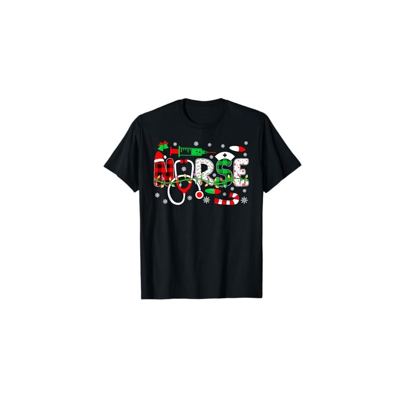 Nursing Students Nursing Nurse Merry Christmas Nurse T-Shirt, black