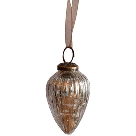 Aurora Christmas Glass Pinecone Christmas Bauble, Silver, 2"