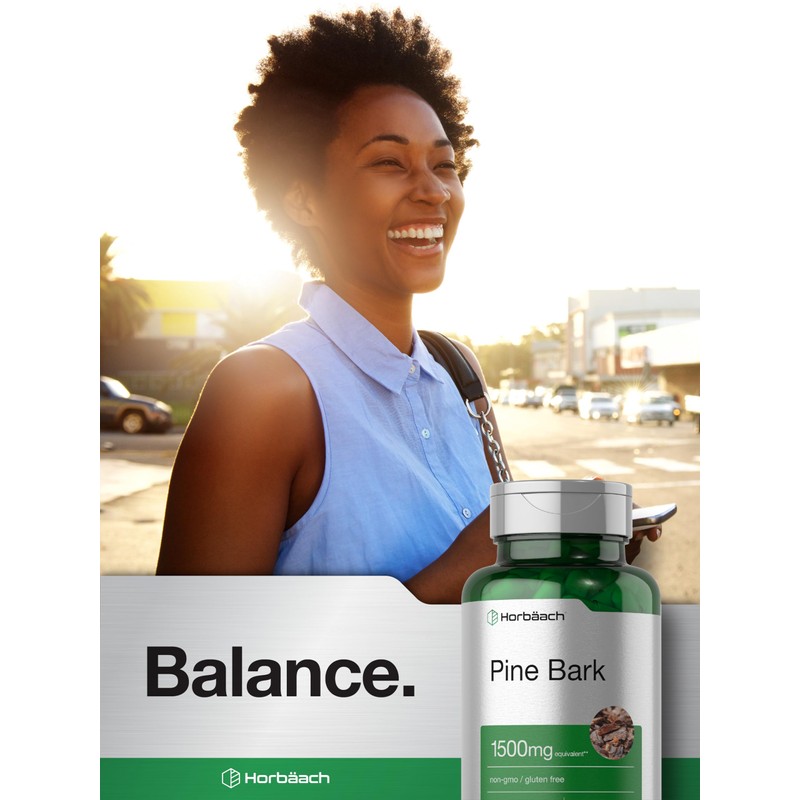 Horbäach Pine Bark Extract Capsules |120 Count | Non-GMO and
