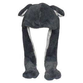 JOYHY Children's Adult Plush Hat Ear Moving Ear Flap Hat with Paw, Grey Wolf