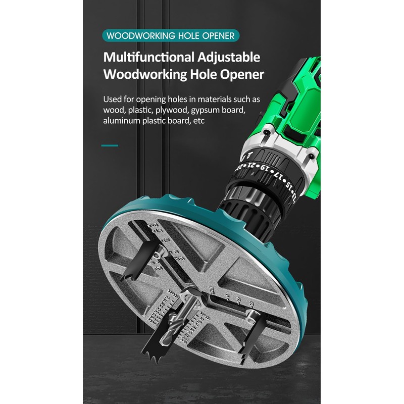 SIUKE Universal Woodworking Hole Opener, Adjustable Punch Saw Tool, 45-130MM,