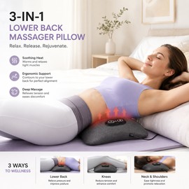 3-in-1 Lumbar Support Massager for Back Comfort – Heated Vibration Pillow for Home, Office & Car Use