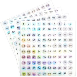 12 Sheets 1 to 300 Consecutive Laser Number Stickers Small Round Labels Self Adhesive Tags Stickers Inventory Storage Organizing Sticker for DIY Office Classroom Craft Decoration