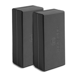 Yoga Studio High Density EVA Foam Yoga Block Twin Pack Non-Slip Bevelled Edges Lightweight and Travel Friendly Pilates Exercise (Graphite Grey)